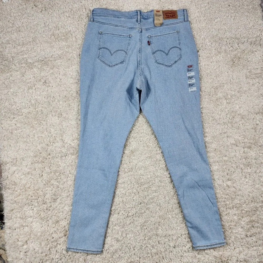 Levis Skinny Jeans Womens 16 W Blue Sculpt 721 Hypersoft Stretch Distressed Pant